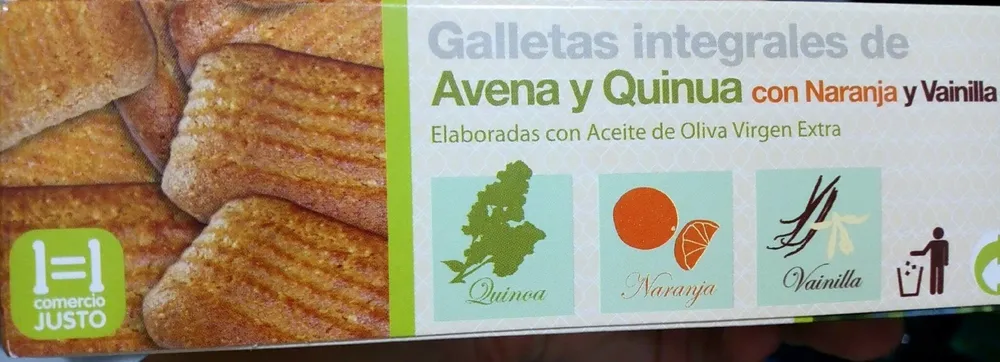 Galletas integrales de avena y quinua con naranja y vainilla