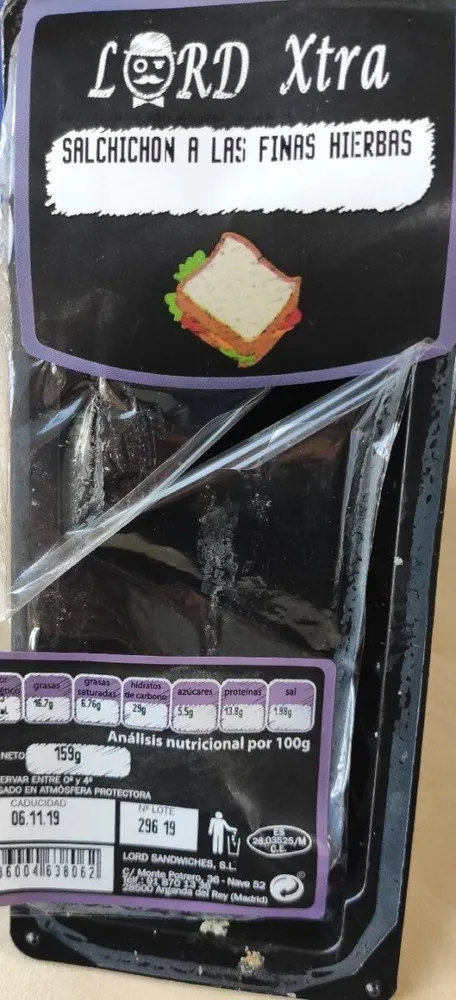 Sándwich salchichón a las finas hierbas