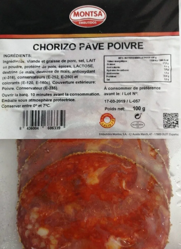 Chorizo pavé poivre
