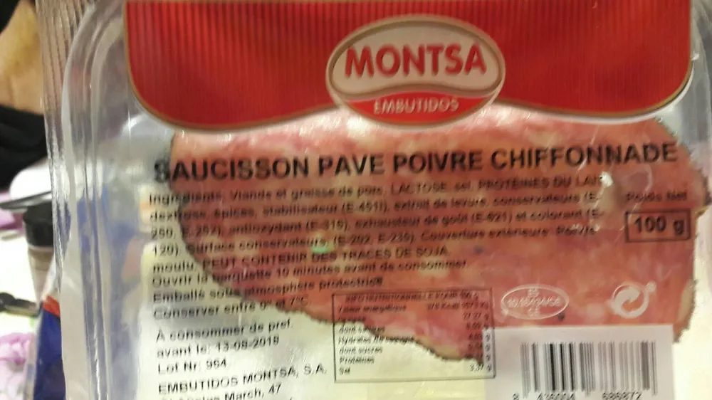 Saucisson pave poivre chiffonade