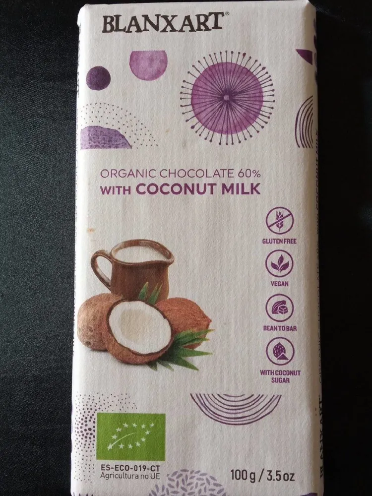 Orgánica chocolate 60% with coconut milk