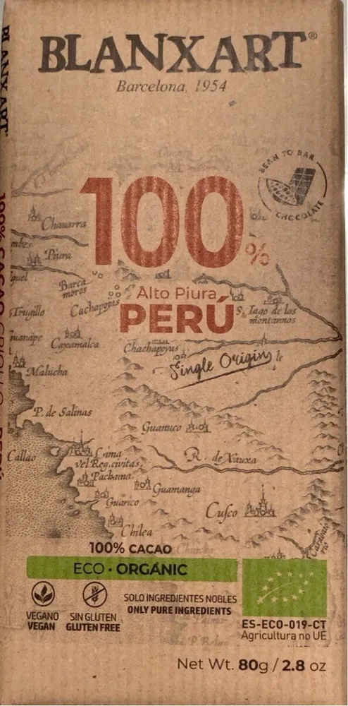 Blanxart Chocolate 100% cacao alto Piura Perú