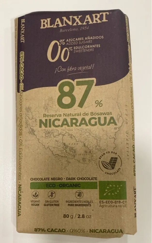 Blanxart chocolate negro 87% Nicaragua