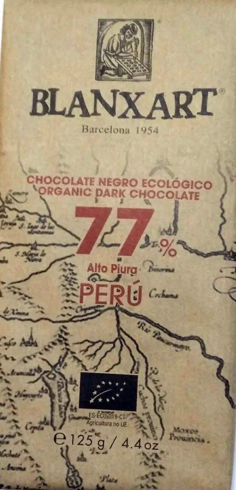 Chocolate negro ecológico Peru 77 %