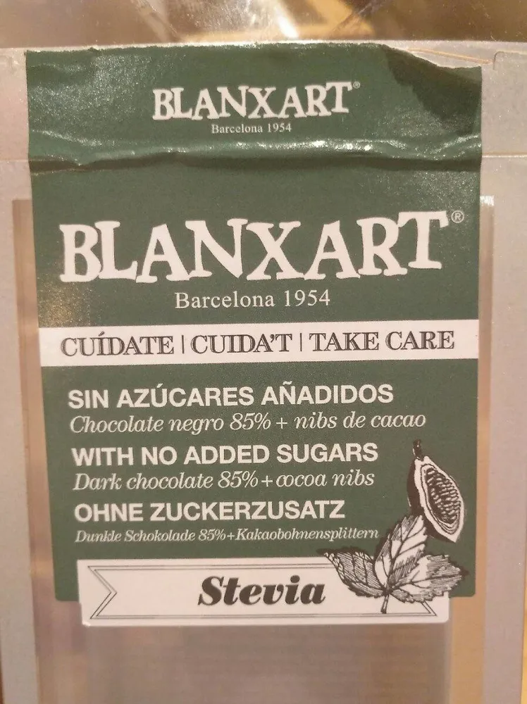 Chocolate negro 85% con nibs de cacao y stevia