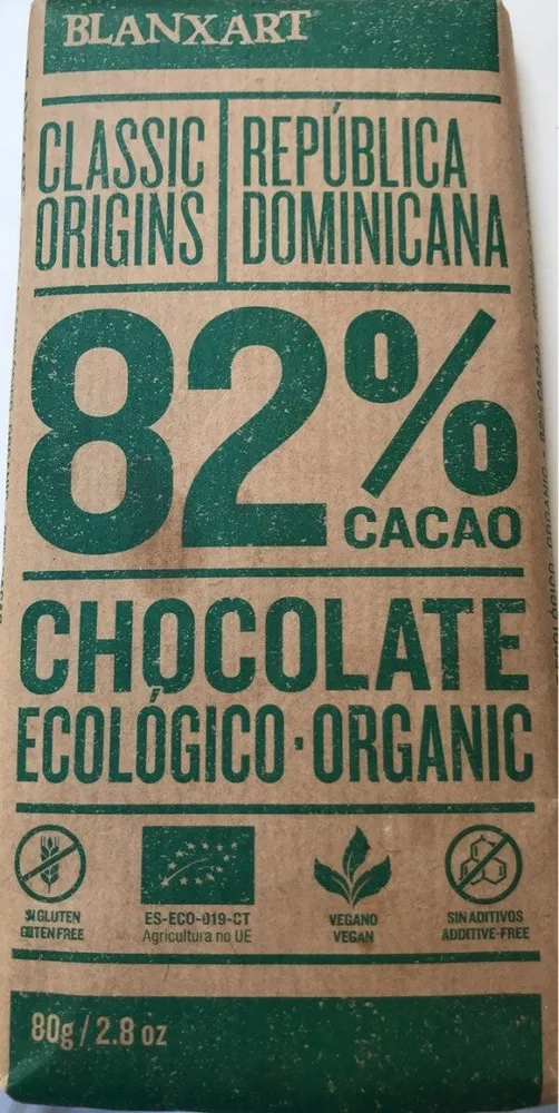 Chocolate ecologico 82% rep dominicana