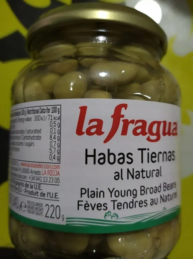 Habas tiernas al natural