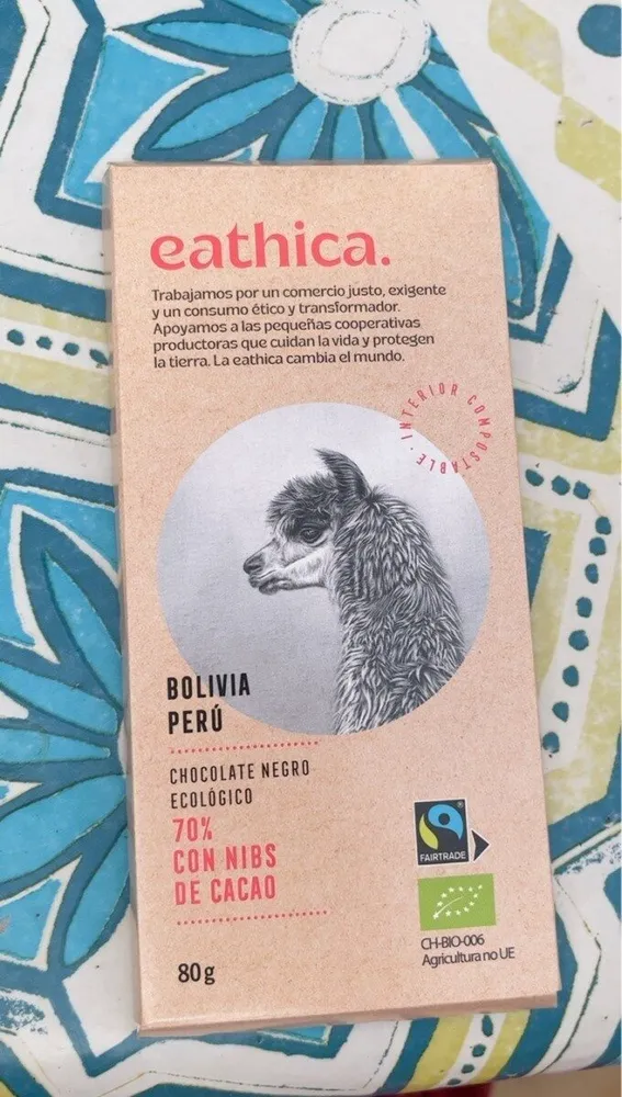 Chocolate negro ecológico 70%