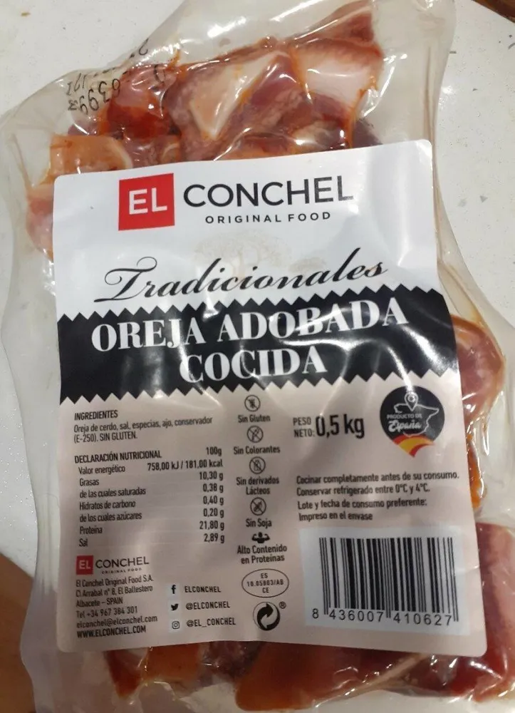 Oreja adobada cocida