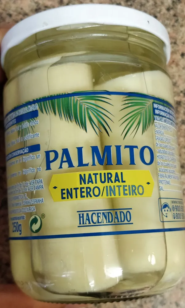 Palmito al natural entero