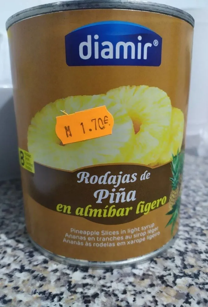 Rodajas de piña en almíbar ligero
