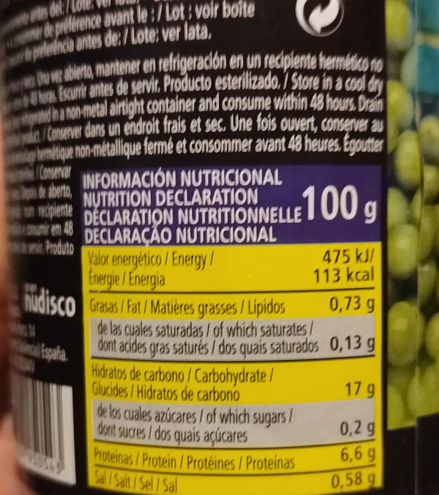 Guisantes rehidratados