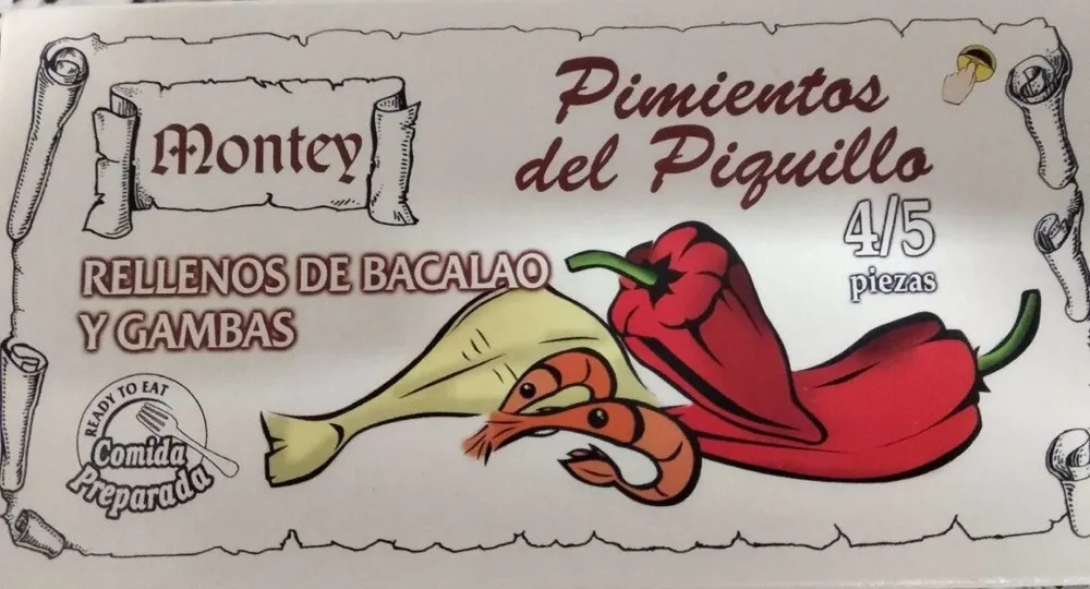 Pimientos del piquillo rellenos de bacalao y gambas