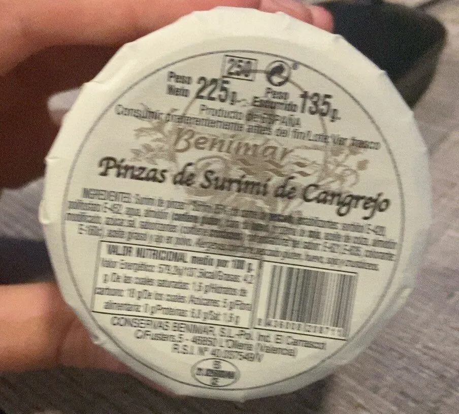 Pinzas de surimi de cangrejo