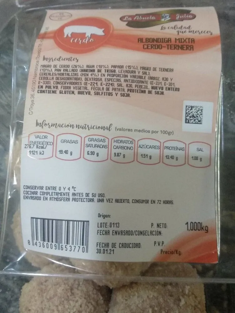 Albóndiga mixta cerdo-ternera