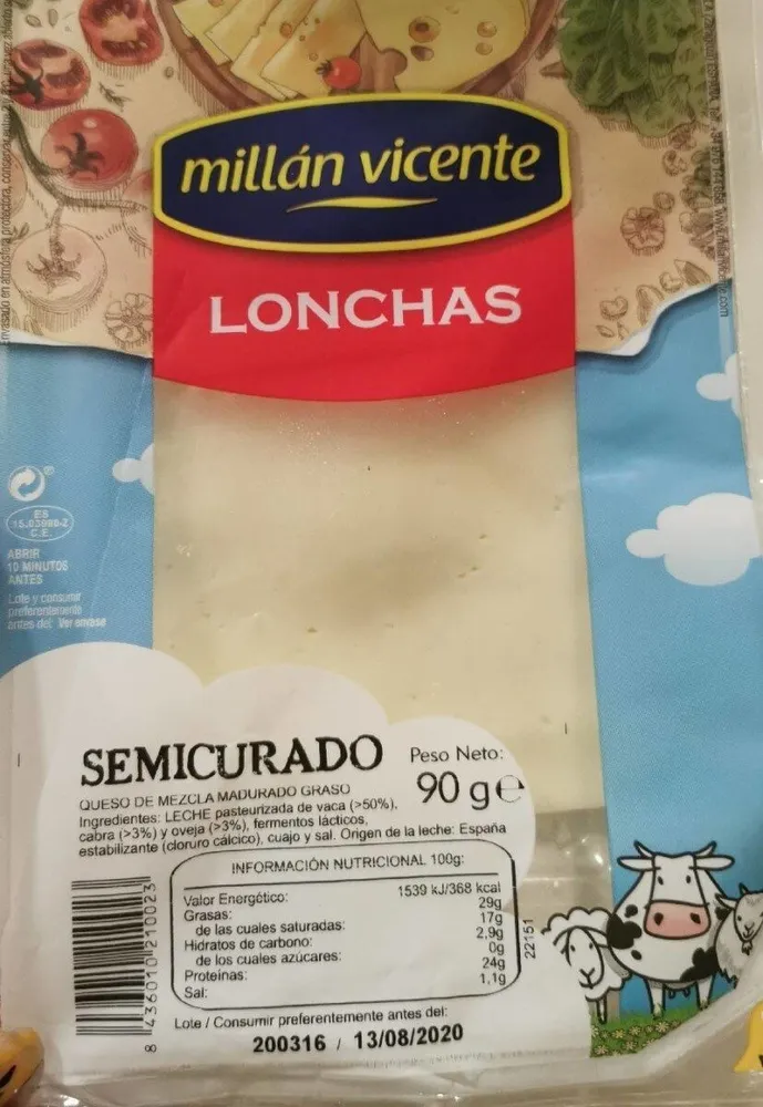 Semicurado lonchas