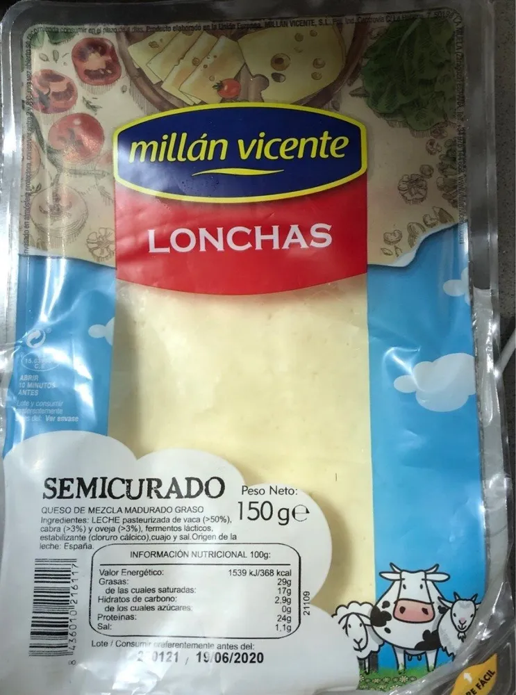 Lonchas queso SEMICURADO