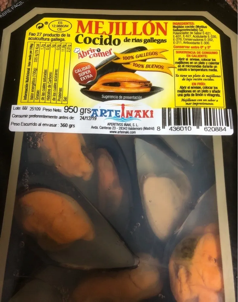 Mejillón cocido de rías gallegas