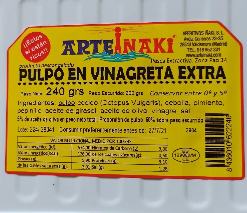 Pulpo en vinagreta Extra