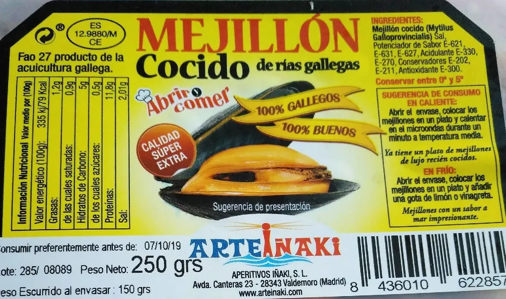 Mejillones cocidos