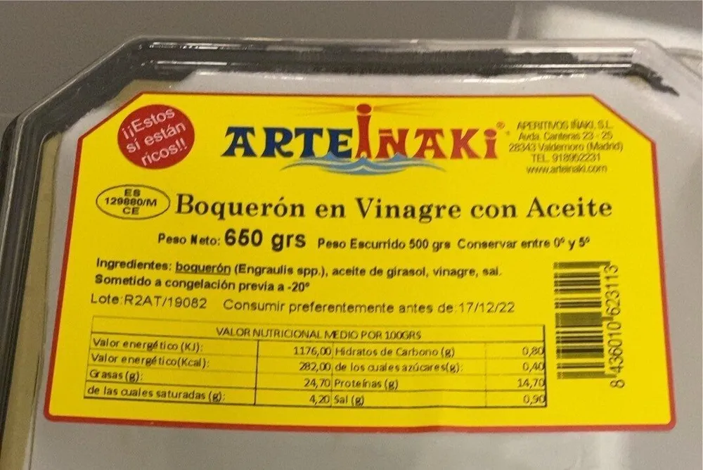 Boquerones en vinagre con aceite
