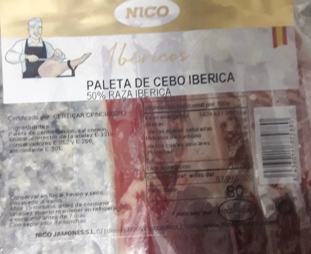Paleta de cebo ibérica