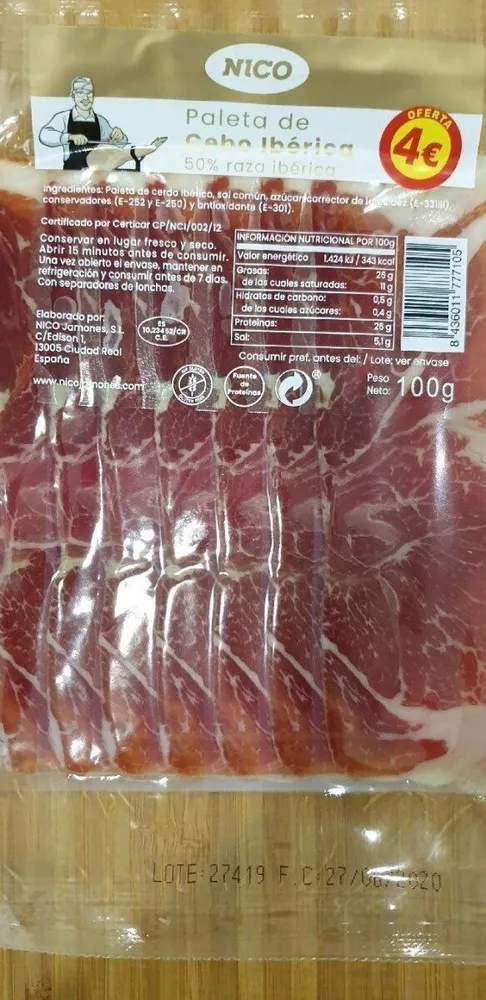 Paleta de cebo ibérica 50% raza iberica