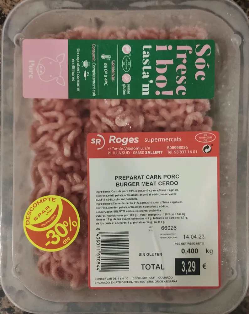 Preparat carn porc burger meat