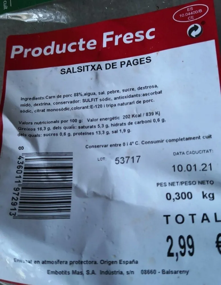 Salsitxa de pages