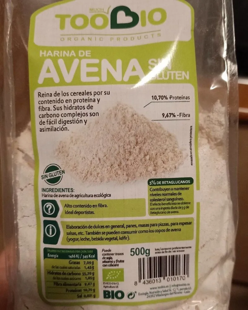 Harina de avena sin gluten