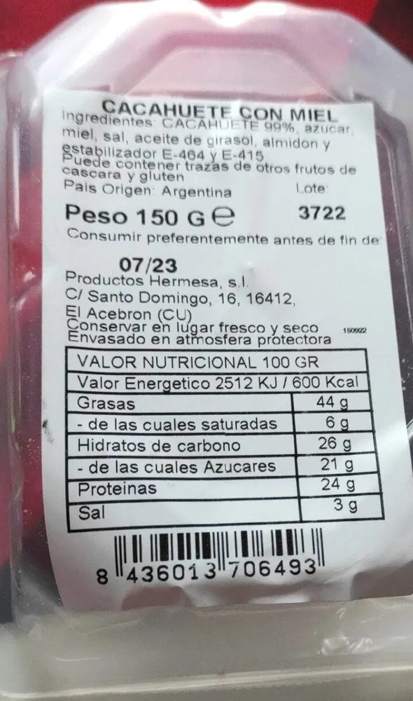 Cacahuete con miel
