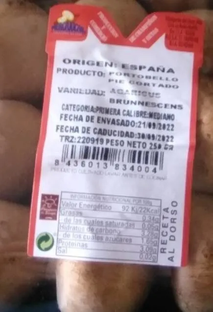 Champiñón portobello pie cortado