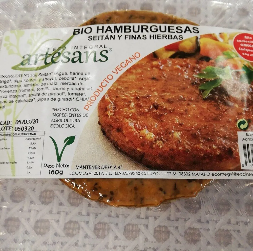 Bio Hamburguesas Seitan y Finas Hierbas