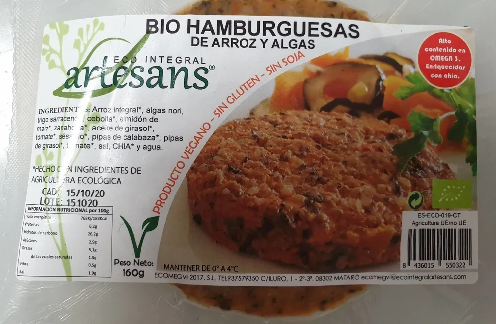Bio Hamburguesas de arroz y algas