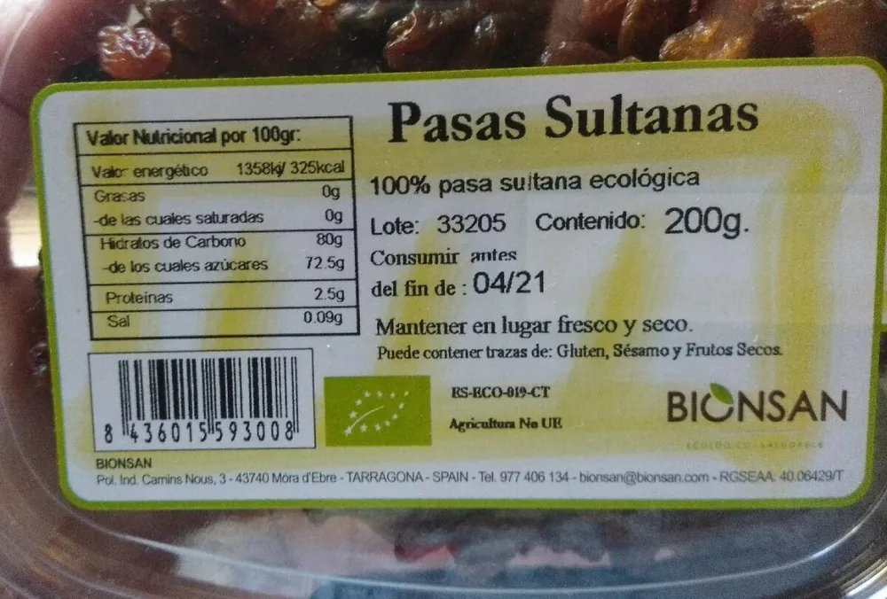 Pasas sultanas