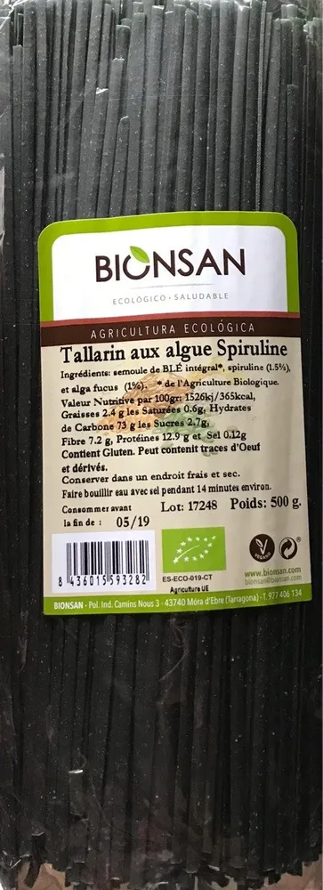 Tallarines con espirulina Eco 500G