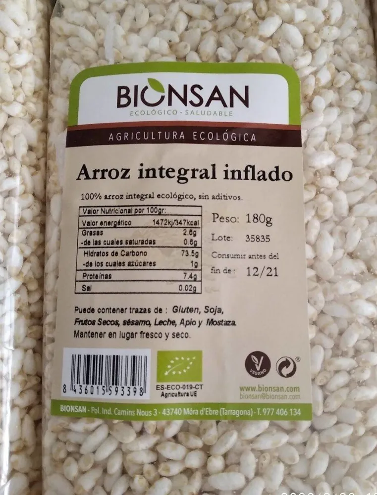 Arroz integral inflado