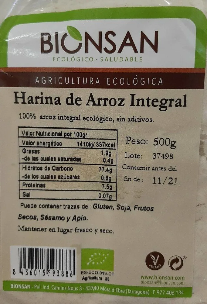 Harina de arroz integral
