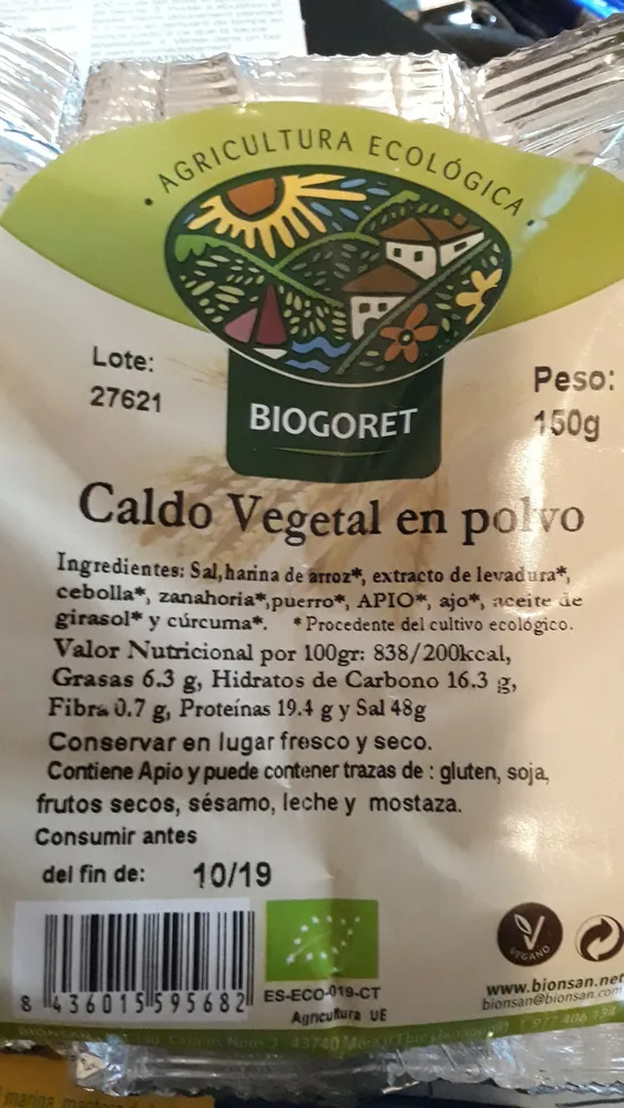Caldo vegetal en polvo