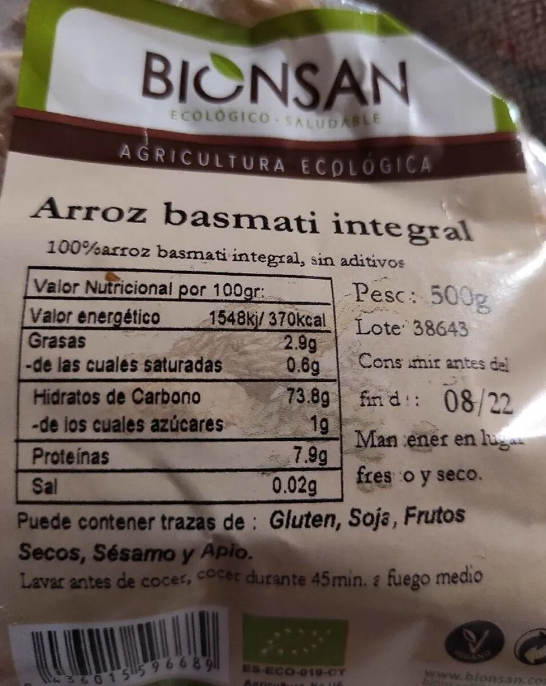 Arroz basmati integral