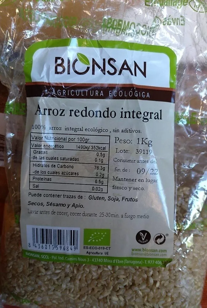 Arroz redondo integral