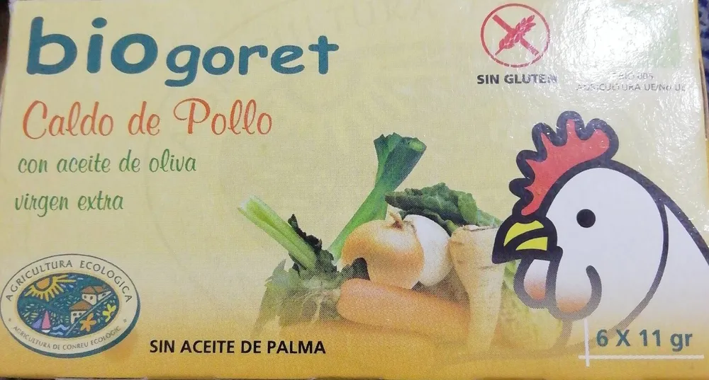 Caldo de pollo con verduras ecológico en cubitos estuche 66 g