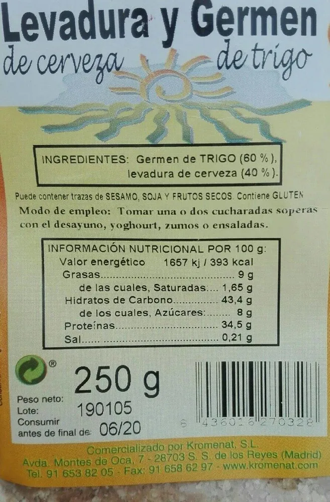 Levadura de cerveza y germen de trigo