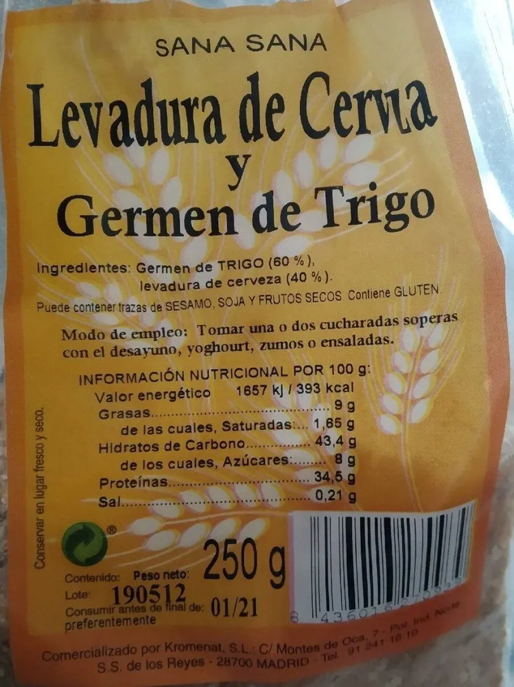 Levadura de cerveza y germen de trigo