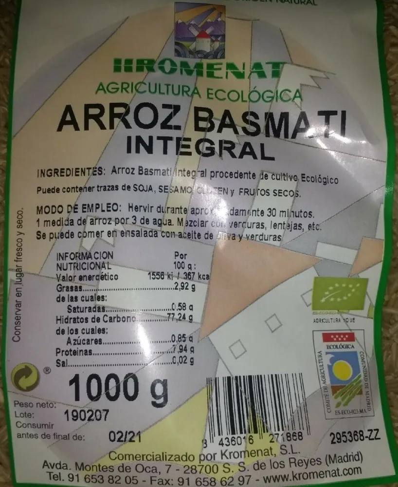 Arroz basmati integral