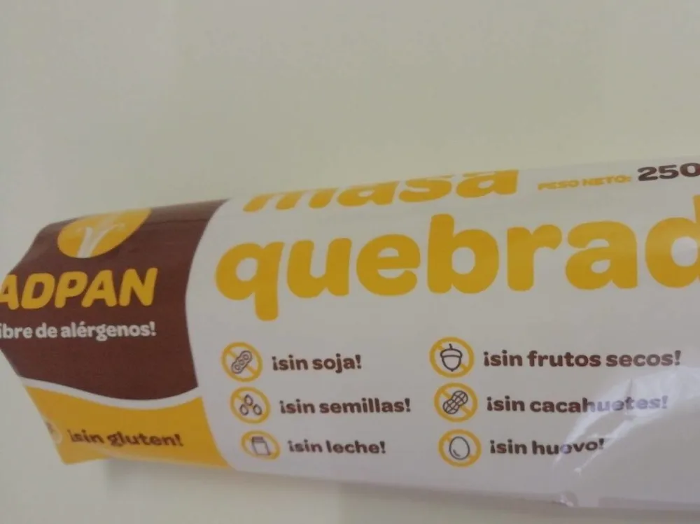 Masa quebrada sin gluten ni lactosa