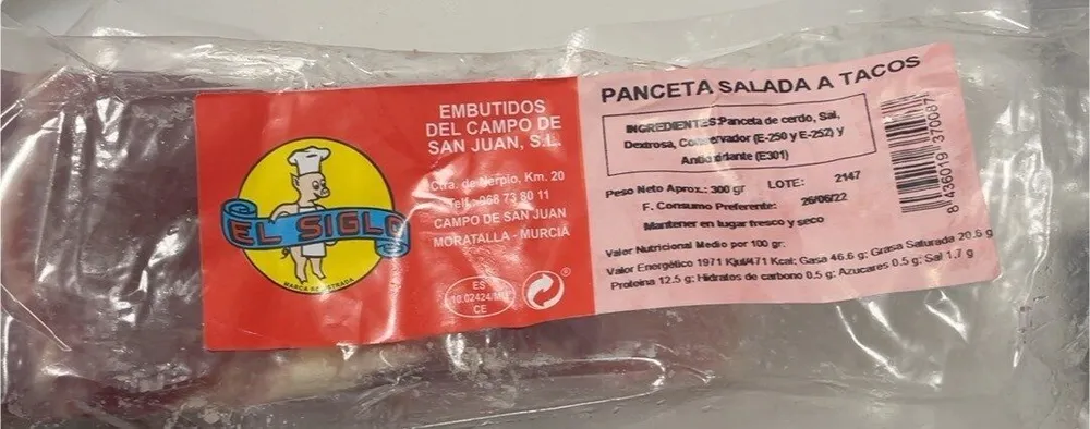 Panceta salada a tacos