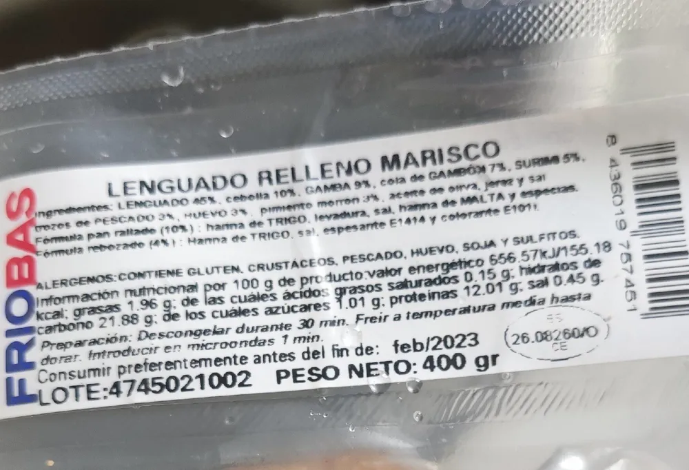 Lenguado relleno marisco