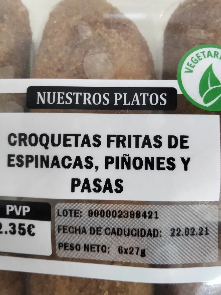 Croquetas de espinacas,piñones y pasas