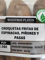Croquetas de espinacas,piñones y pasas